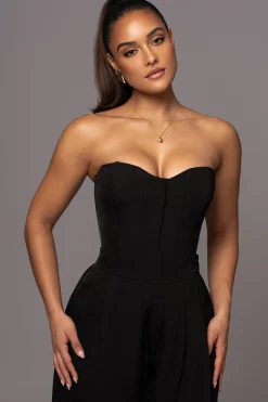 JLUXLABEL Black Viv Satin Bustier Top