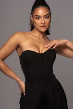 JLUXLABEL Black Viv Satin Bustier Top