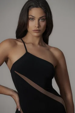 JLUXLABEL Black Wanderlust One Shoulder Dress