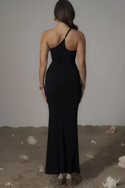 JLUXLABEL Black Wanderlust One Shoulder Dress
