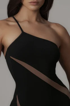 JLUXLABEL Black Wanderlust One Shoulder Dress