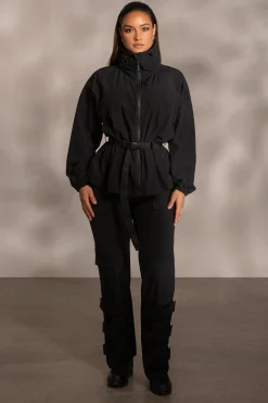 JLUXLABEL Black Willow Belted Jacket