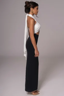 JLUXLABEL Black/Beige Dominic Reversible Maxi Dress