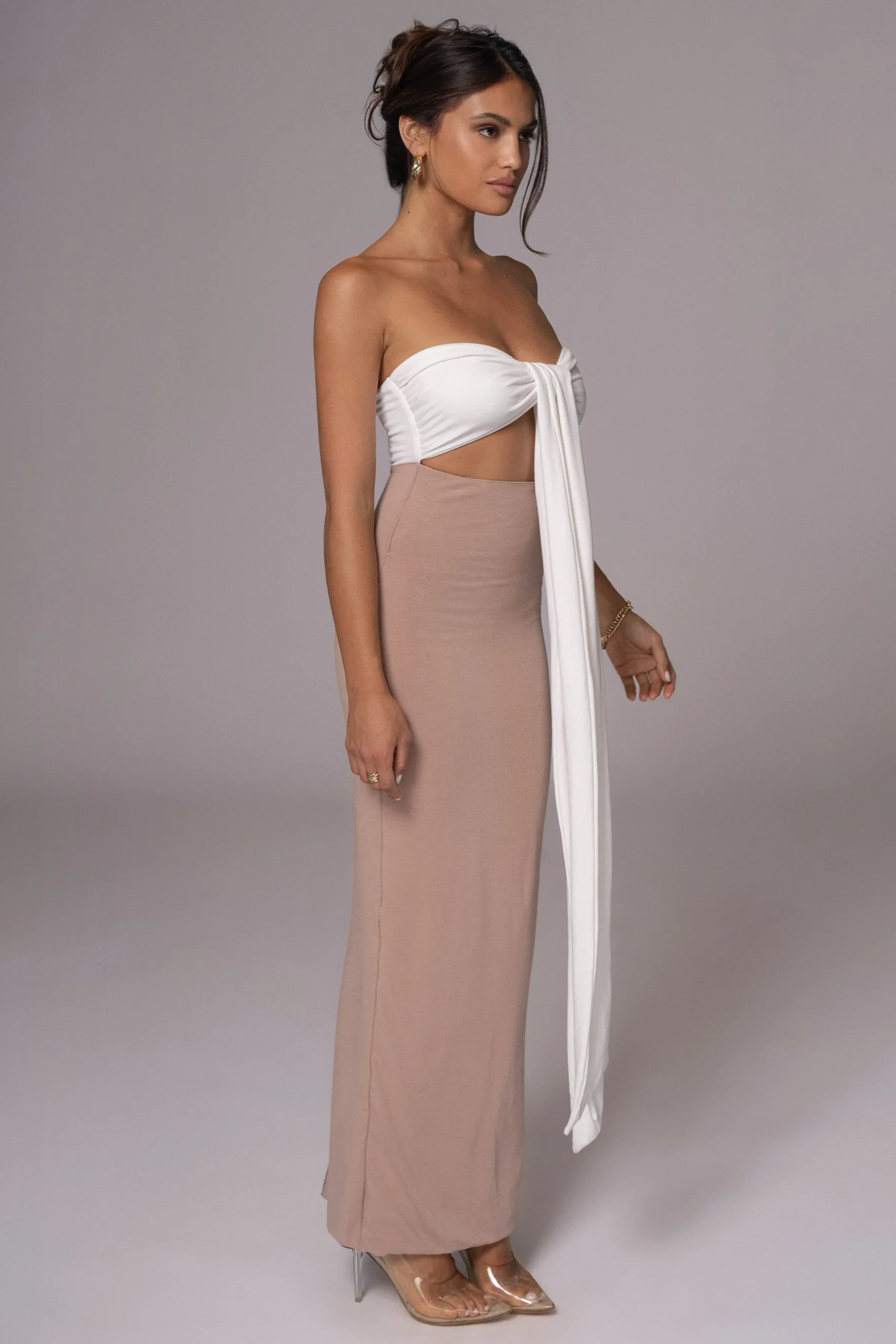 JLUXLABEL Black/Beige Dominic Reversible Maxi Dress