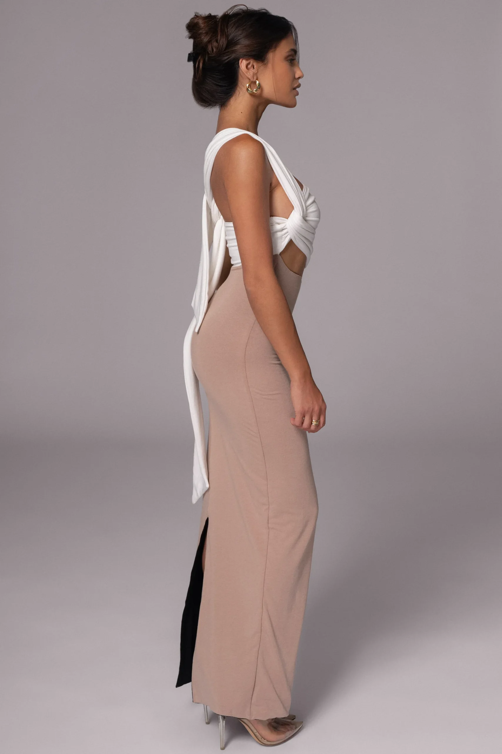 JLUXLABEL Black/Beige Dominic Reversible Maxi Dress