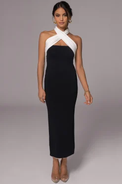 JLUXLABEL Black/Beige Dominic Reversible Maxi Dress