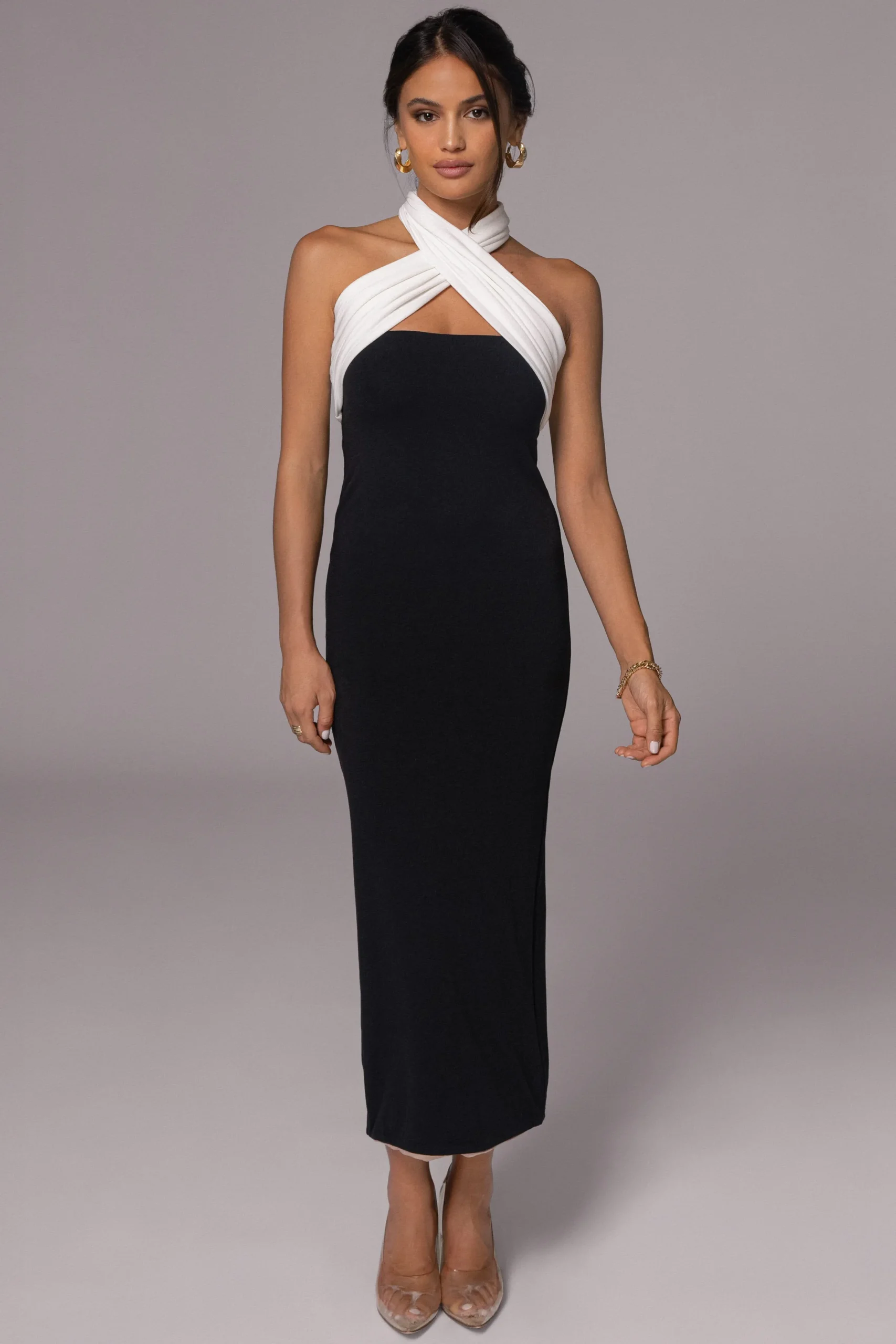 JLUXLABEL Black/Beige Dominic Reversible Maxi Dress