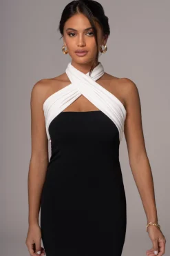 JLUXLABEL Black/Beige Dominic Reversible Maxi Dress