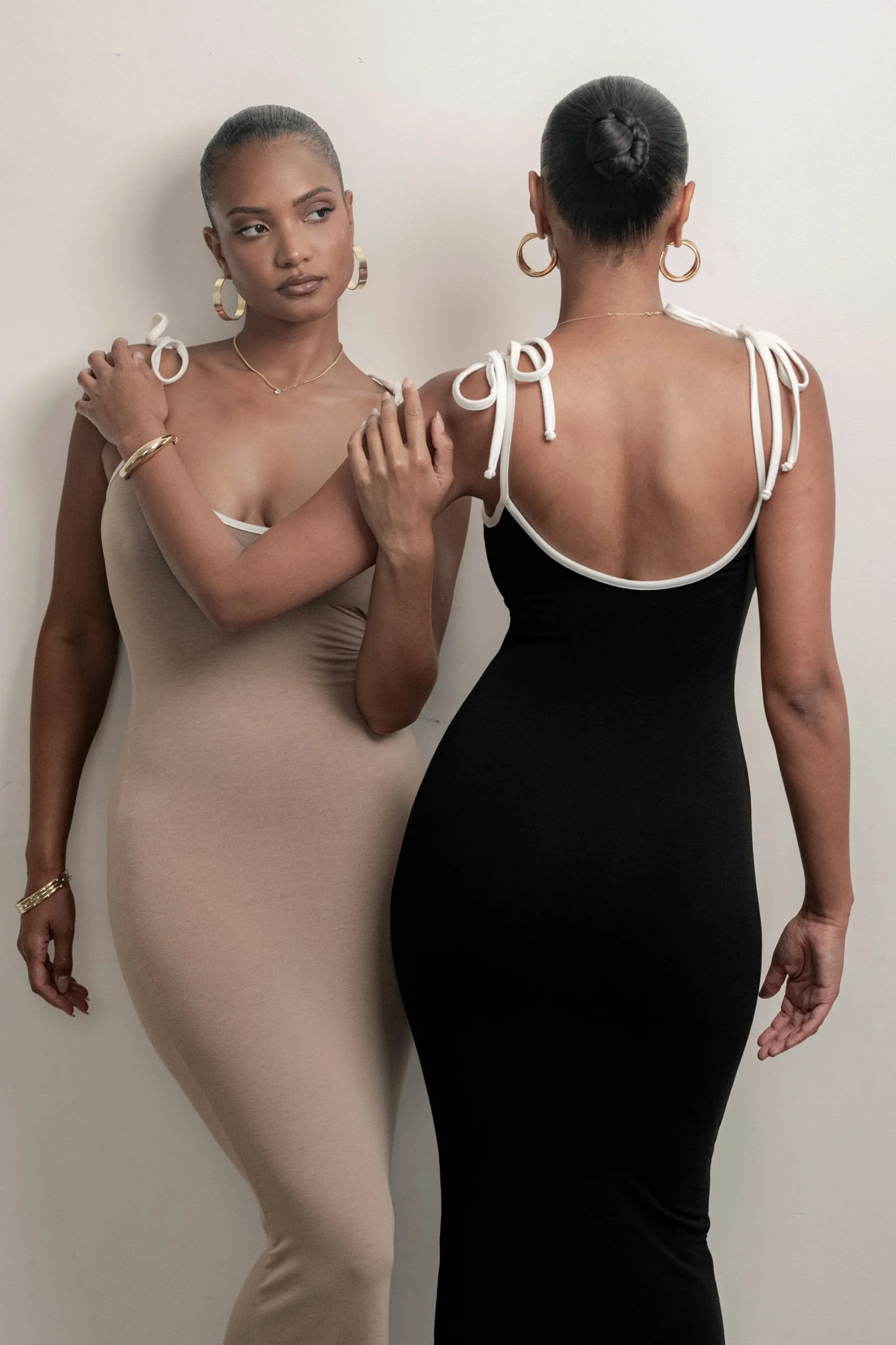 JLUXLABEL Black/Beige Shawna Reversible Maxi Dress