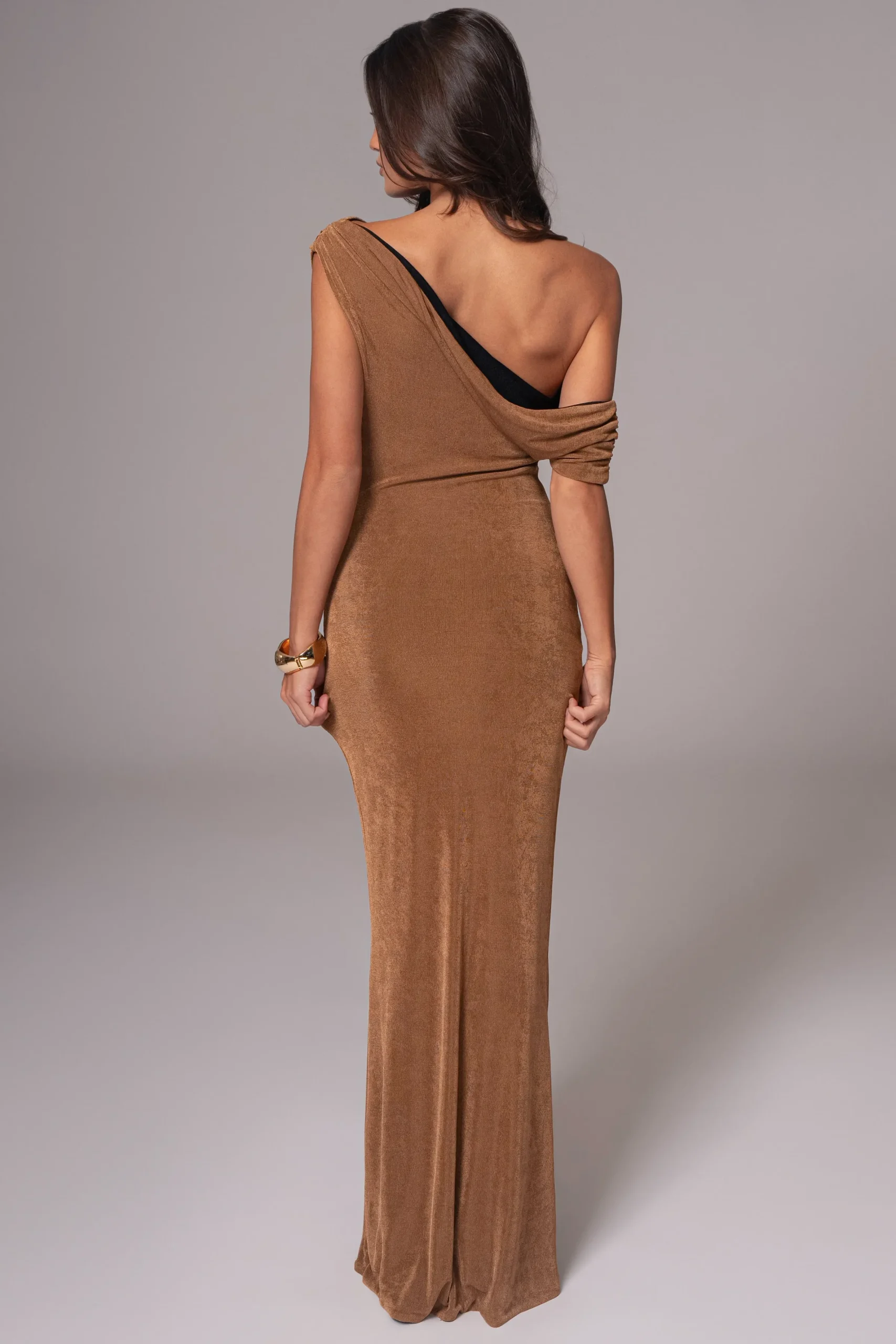 JLUXLABEL Black/Brown Classic Elegance Reversible Maxi Dress