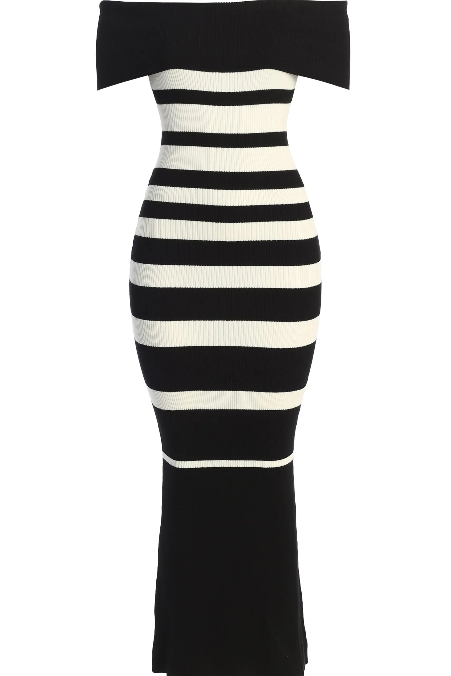 JLUXLABEL Black/Ivory Striped Custom Maxi Dress