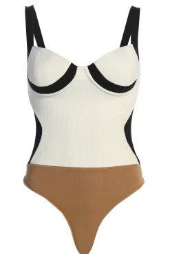 JLUXLABEL Black/White Throwback Colorblock Bodysuit