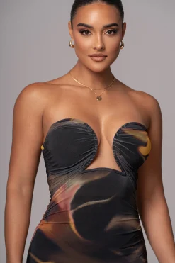 JLUXLABEL Black/Yellow Bethany Strapless Maxi Dress