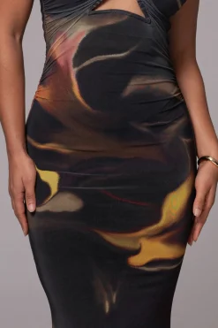 JLUXLABEL Black/Yellow Bethany Strapless Maxi Dress