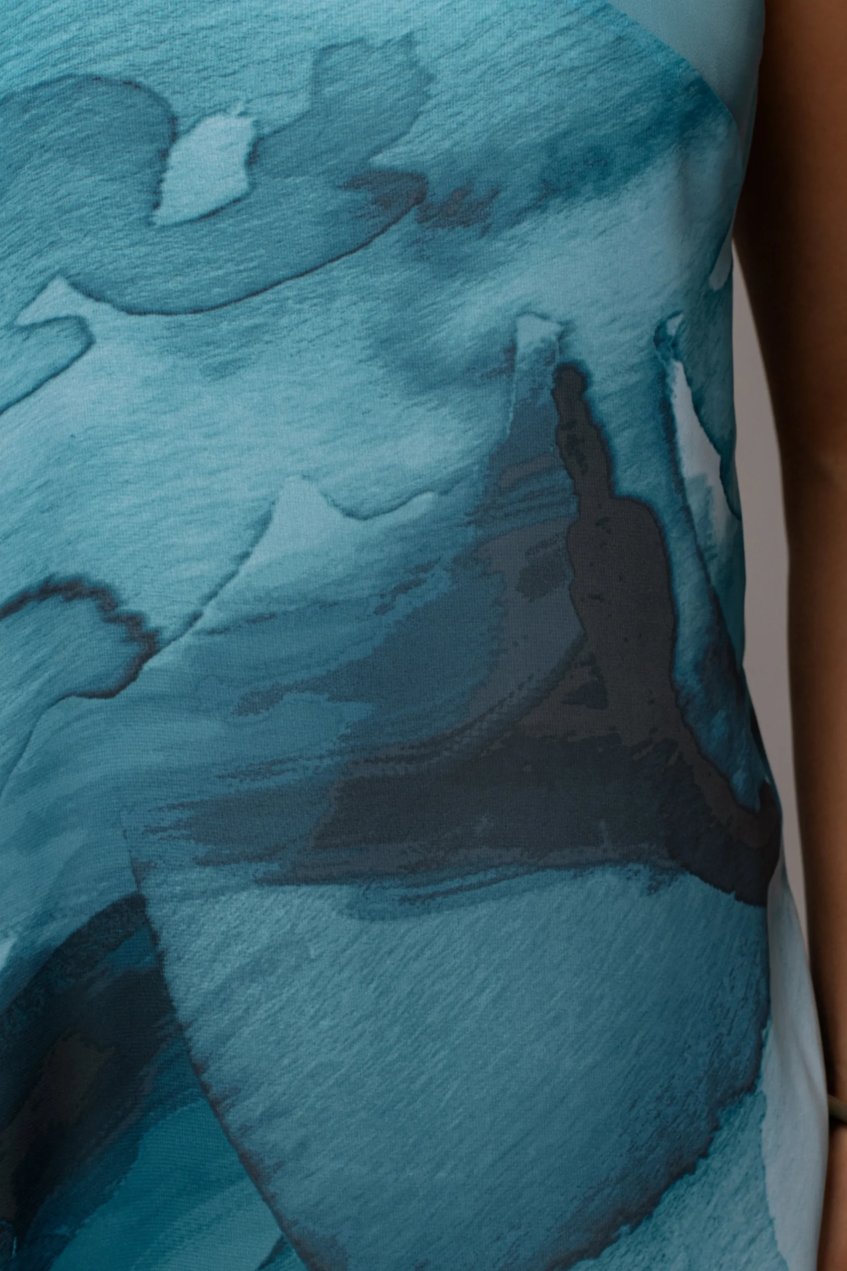 JLUXLABEL Blue Abstract Mariel One Shoulder Maxi Dress