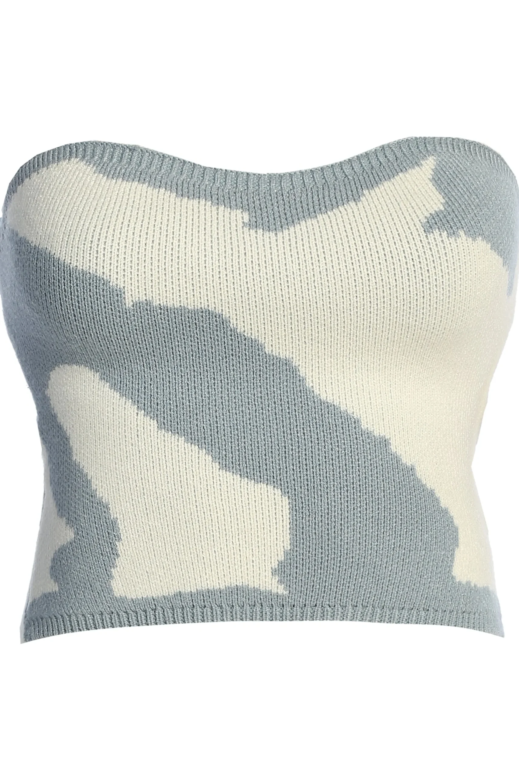 JLUXLABEL Blue Abstract Tropic Oasis Top