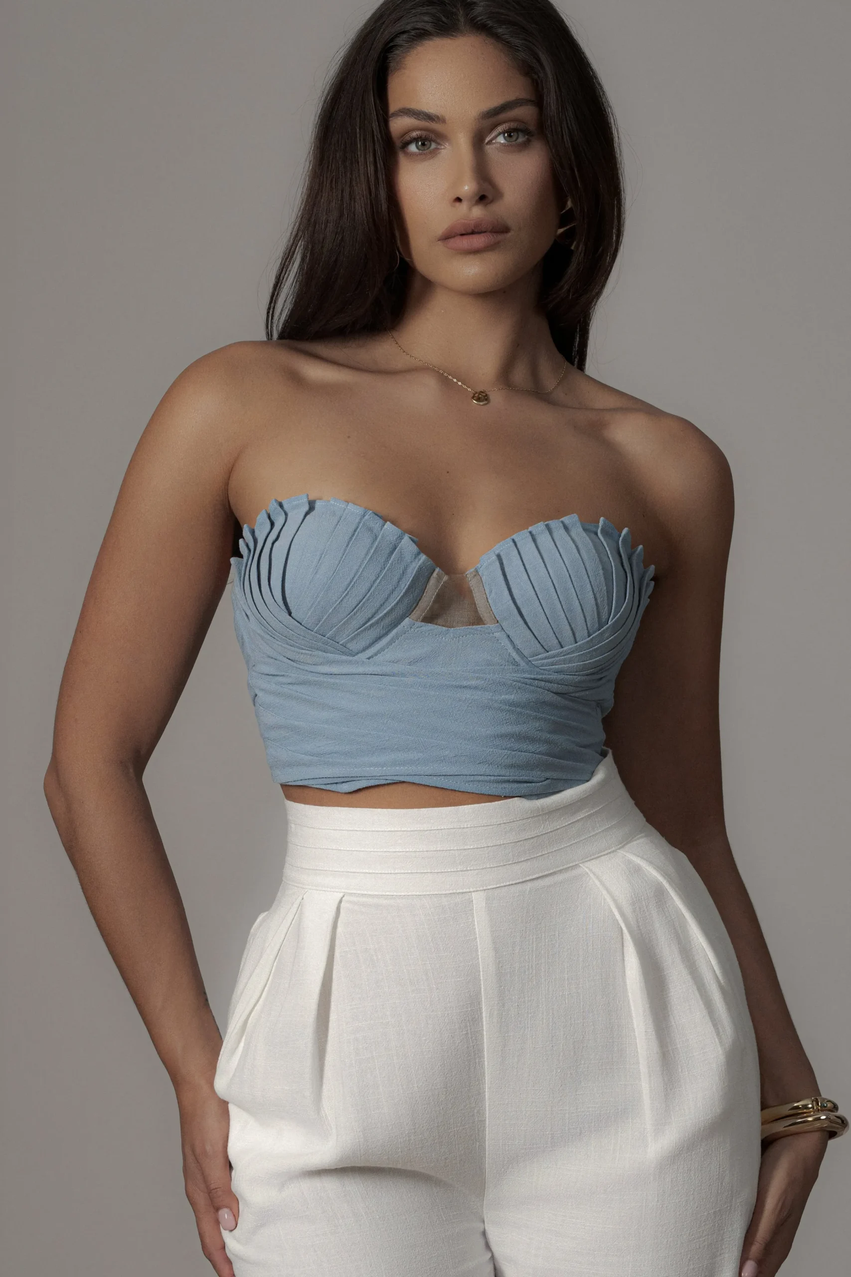 JLUXLABEL Blue Arielle Bustier Top