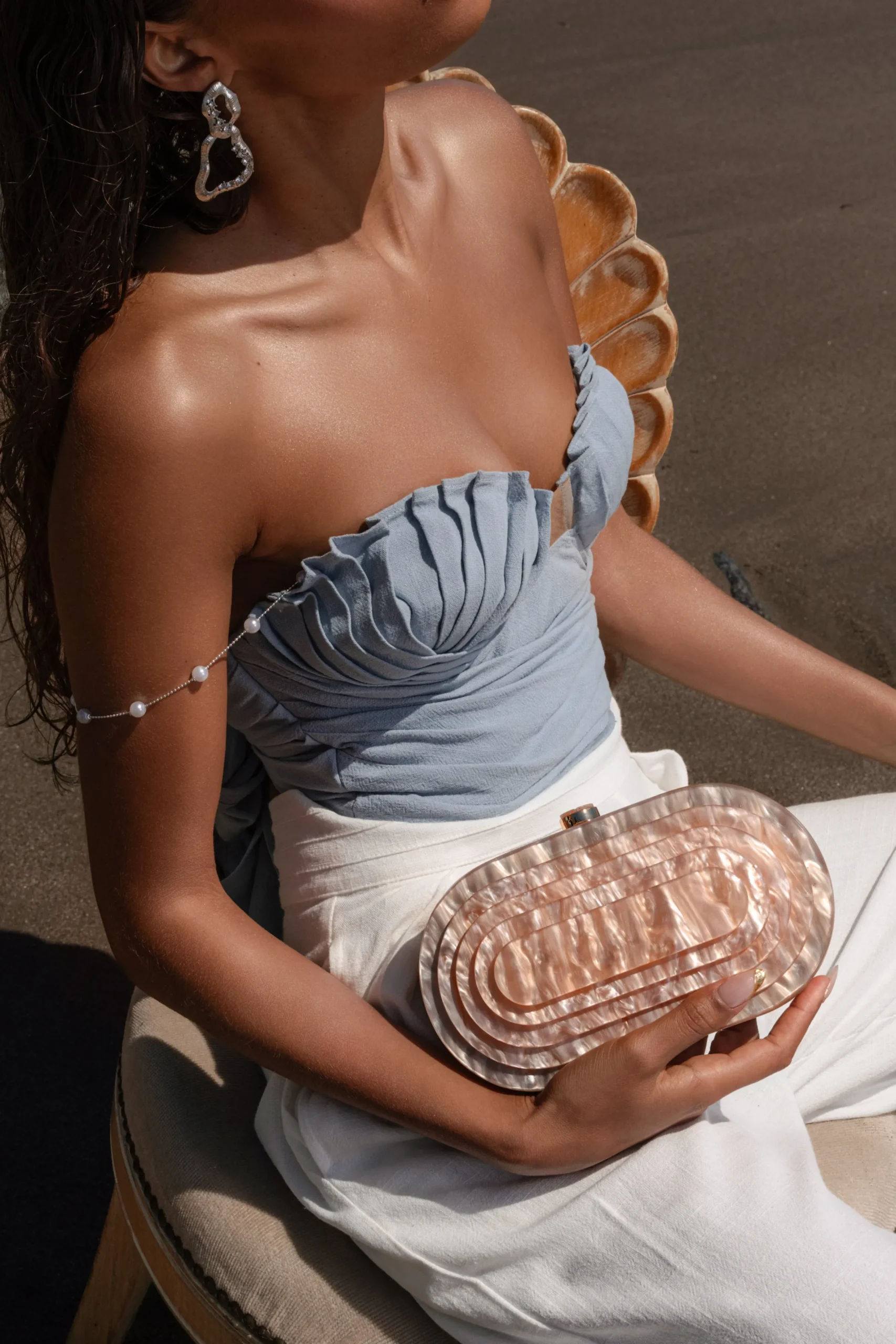 JLUXLABEL Blue Arielle Bustier Top