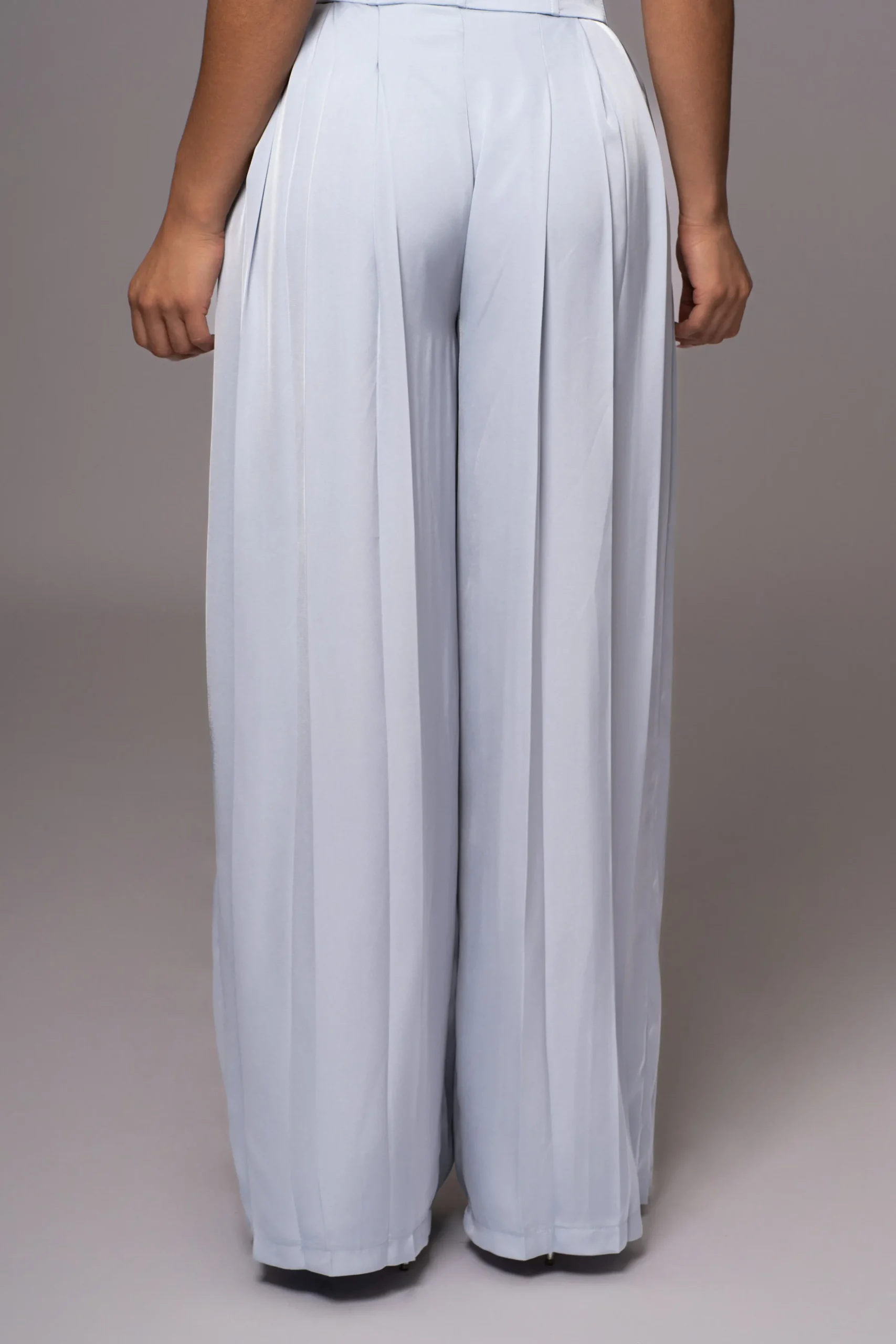 JLUXLABEL Blue Clara Wide Leg Pleated Trousers