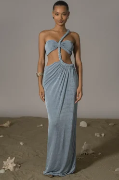 JLUXLABEL Blue Ema One Shoulder Maxi Dress