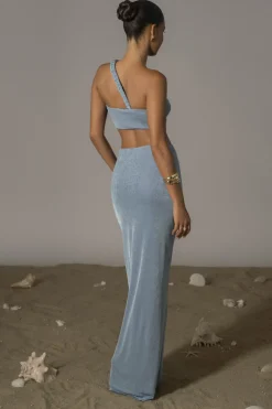 JLUXLABEL Blue Ema One Shoulder Maxi Dress