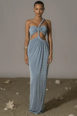 JLUXLABEL Blue Ema One Shoulder Maxi Dress