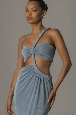 JLUXLABEL Blue Ema One Shoulder Maxi Dress