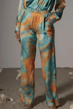 JLUXLABEL Blue  Hidden Gems Satin Pant Set