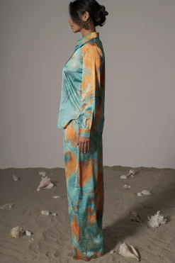 JLUXLABEL Blue  Hidden Gems Satin Pant Set