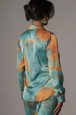 JLUXLABEL Blue  Hidden Gems Satin Pant Set