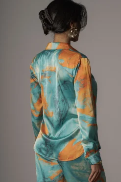 JLUXLABEL Blue  Hidden Gems Satin Pant Set