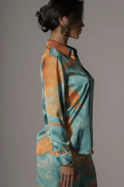 JLUXLABEL Blue  Hidden Gems Satin Pant Set