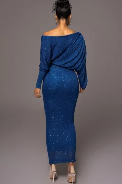 JLUXLABEL Blue Night Sky Sequin Skirt Set