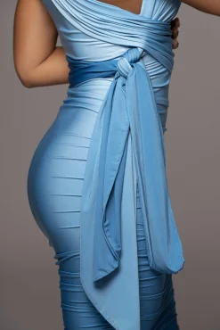 JLUXLABEL Blue Ombré Edge Of Romance Midi Dress