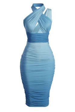 JLUXLABEL Blue Ombré Edge Of Romance Midi Dress