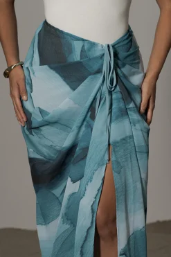 JLUXLABEL Blue Print Noelia Printed Skirt