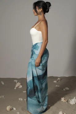 JLUXLABEL Blue Print Noelia Printed Skirt