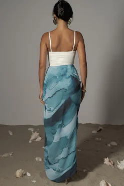 JLUXLABEL Blue Print Noelia Printed Skirt