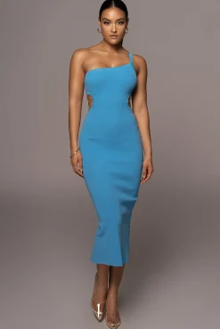 JLUXLABEL Blue Ruth One Shoulder Dress