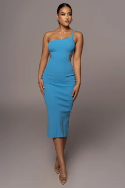 JLUXLABEL Blue Ruth One Shoulder Dress