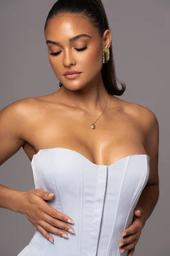 JLUXLABEL Blue Viv Satin Bustier Top
