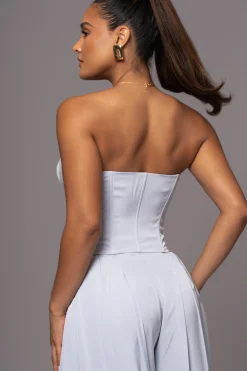 JLUXLABEL Blue Viv Satin Bustier Top