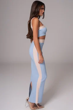 JLUXLABEL Blue/Beige Heartbreaker Two-Piece Skirt Set