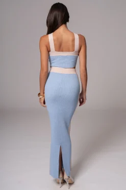 JLUXLABEL Blue/Beige Heartbreaker Two-Piece Skirt Set