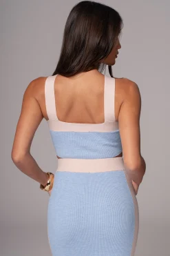 JLUXLABEL Blue/Beige Heartbreaker Two-Piece Skirt Set