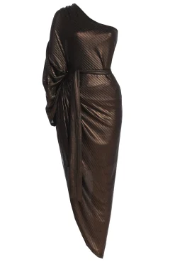 JLUXLABEL Bronze Amina Metallic Maxi Dress