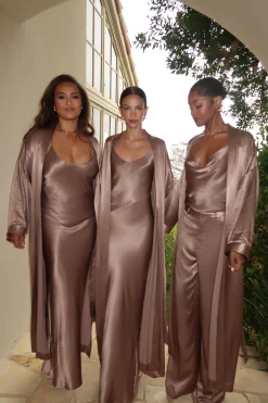 JLUXLABEL Bronze Forever And Always Satin Robe