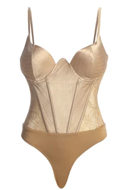 JLUXLABEL Bronze Incomparable Lace Bodysuit