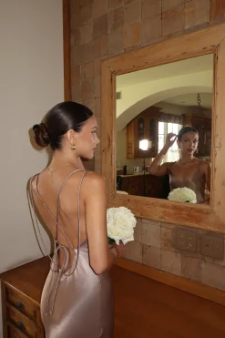 JLUXLABEL Bronze Promise Of Love Satin Dress