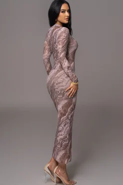 JLUXLABEL Brown Multi Solana Mesh Maxi Dress
